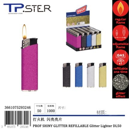PROF SHINY GLITTER REFILLABLE Glitter Lighter DL50