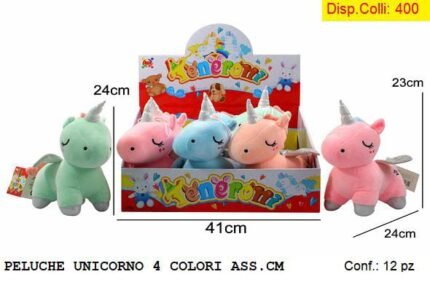 PELUCHE UNICORNO 4 COLORI ASS.CM