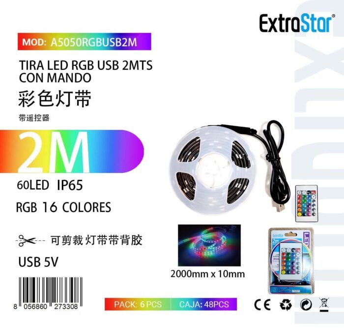 ΧΡΩΜΑΤΙΣΤΗ ΤΑΙΝΙΑ LED 2M RGB 60LED ΜΕ ΤΗΛΕΧΕΙΡΙΣΤΗΡΙΟ - Image 1