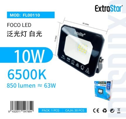 FOCO EXTERIOR LED 10W 850L 6500K LUZ FRIA