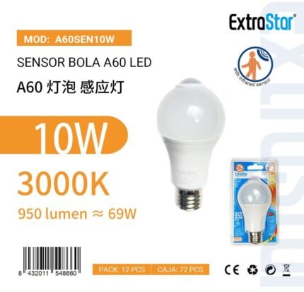 ΛΑΜΠΑ LED ΜΕ ΘΕΡΜΟ ΦΩΣ 10W 3000K E27