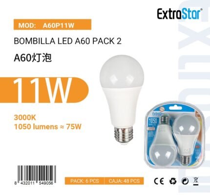 BOMBILLA LED A60 PACK 2 11W