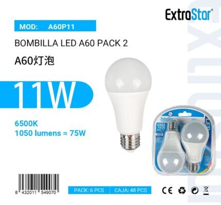 BOMBILLA LED A60 PACK 2 11W