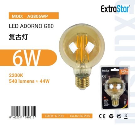 ΛΑΜΠΕΣ LED VINTAGE ΓΙΑ ΝΤΟΥΙ E27 6W 2200K