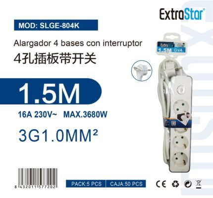 ΠΟΛΥΠΡΙΖΟ 4 ΘΕΣΕΩΝ ΜΕ ΔΙΑΚΟΠΤΗ 3G1.0MM 1.5M 16Α 230V MAX.3680