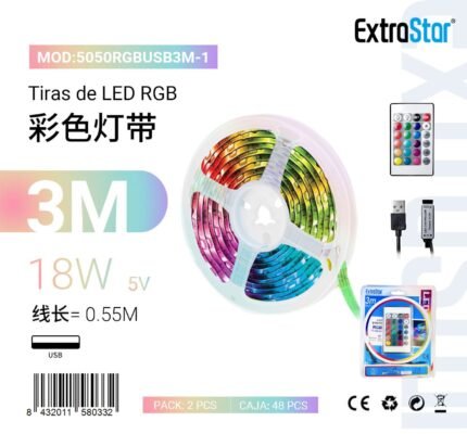 ΤΑΙΝΙΑ LED USB 3M RGB 90LED