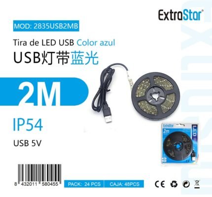 ΤΑΙΝΙΑ LED ΜΕ ΜΠΛΕ ΦΩΣ 2Μ ΙP54 60LED
