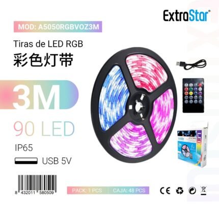 ΤΑΙΝΙΑ LED 3M 3IN1 RGB 90LED IP65 USB ΜΕ ΤΗΛΕΧΕΙΡΙΣΤΗΡΙΟ