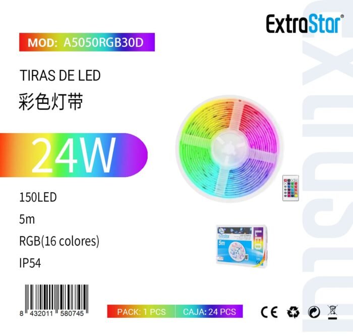 ΤΑΙΝΙΑ LED RGB IP54 24W 150LED ΜΕ ΤΗΛΕΧΕΙΡΙΣΤΗΡΙΟ - Image 1