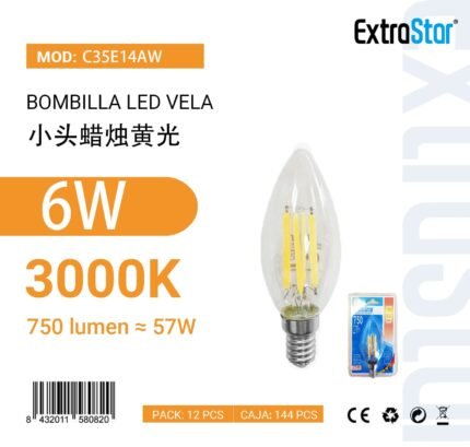 ΛΑΜΠΕΣ LED E14 6W 3000K
