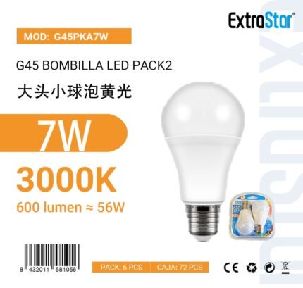 ΛΑΜΠΕΣ LED ΣΦΑΙΡΙΚΗ ΓΙΑ ΝΤΟΥΙ E27 7W 3000K