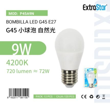 ΛΑΜΠΕΣ LED ΣΦΑΙΡΙΚΗ ΓΙΑ ΝΤΟΥΙ E27 9W 4200K
