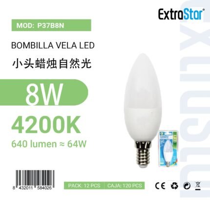 ΛΑΜΠΕΣ LED ΚΕΡΙ ΓΙΑ ΝΤΟΥΙ E14 8W 4200K