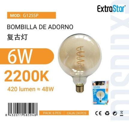 ΛΑΜΠΤΗΡAΣ LED ΣΠΙΡΑΛ 125MM E27/6W 2200K CJ24