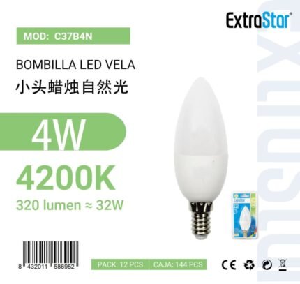 ΛΑΜΠΕΣ LED ΚΕΡΙ ΓΙΑ ΝΤΟΥΙ E14 4W 4200K