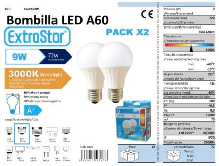 ΛΑΜΠΤΗΡΑΣ LED 9W E27 WARM LIGHT 2KOMM.
