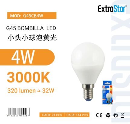 ΛΑΜΠΕΣ LED ΣΦΑΙΡΙΚΗ ΓΙΑ ΝΤΟΥΙ E14 4W 3000K