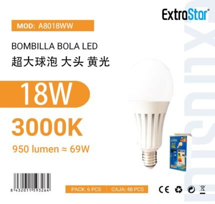ΛΑΜΠΤΗΡΑΣ LED 18W E27 WARM LIGHT