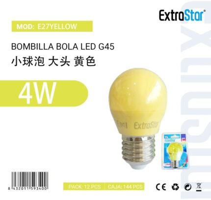ΛΑΜΠΤΗΡΑΣ LED E27 4W ΚΙΤΡΙΝΟ ΦΩΣ