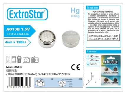 ΜΠΑΤΑΡΙΕΣ ΡΟΛΟΓΙΩΝ AG13B 1.5V 4PCS