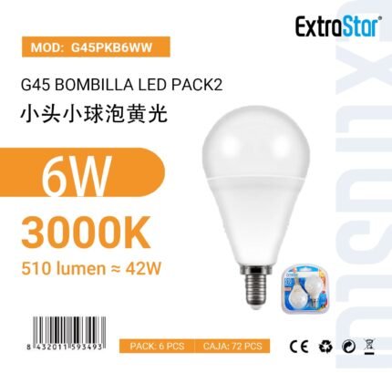 ΛΑΜΠΕΣ LED ΣΦΑΙΡΙΚΗ ΓΙΑ ΝΤΟΥΙ E14 6W 3000K