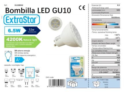 BOMBILLA LED GU10 7X1 4200K LUZ NATURAL CJ144