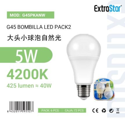 ΛΑΜΠΕΣ LED ΣΦΑΙΡΙΚΗ ΓΙΑ ΝΤΟΥΙ E27 5W 4200K