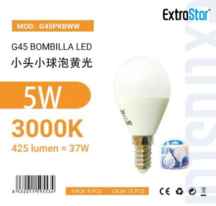 ΛΑΜΠΕΣ LED ΣΦΑΙΡΙΚΗ ΓΙΑ ΝΤΟΥΙ E14 5W 3000K