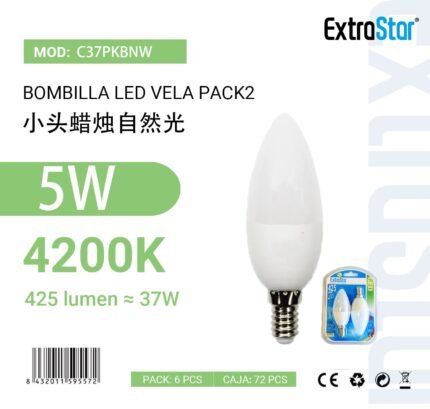 ΛΑΜΠΤΗΡΑΣ LED 5W E14 NATURAL LIGHT 2KOMM.