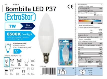 ΛΑΜΠΕΣ LED ΚΕΡΙ ΓΙΑ ΝΤΟΥΙ E14 7W 6500K