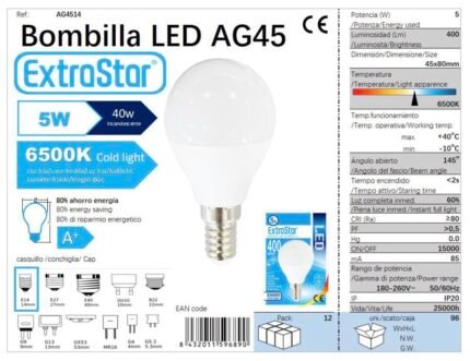 ΛΑΠΤΗΡΑΣΣΦΑΙΡΙΚΟΣΛΕΥΚΟΦΩΣ LED 5W E14