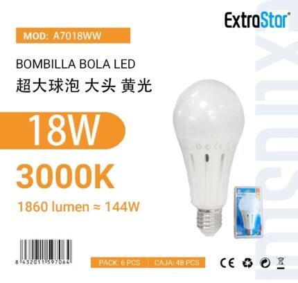ΛΑΜΠΤΗΡΑΣ LED ΜΕ ΘΕΡΜΟ ΦΩΣ E27 18W 140*70MM 3000K