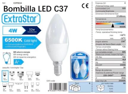 ΛΑΜΠΤΗΡΑΣ LED 4W E14 COLD LIGHT 2KOMM.