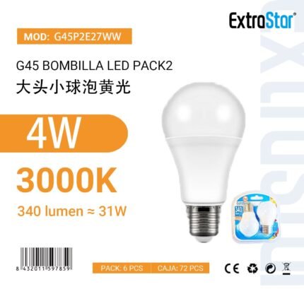 ΛΑΜΠΕΣ LED ΣΦΑΙΡΙΚΗ ΓΙΑ ΝΤΟΥΙ E27 4W 3000K