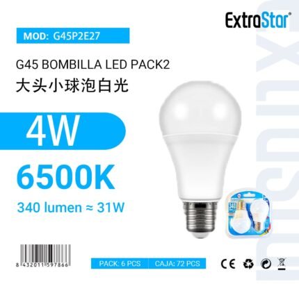 ΛΑΜΠΕΣ LED ΣΦΑΙΡΙΚΗ ΓΙΑ ΝΤΟΥΙ E27 4W 6500K