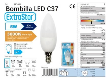 ΛΑΜΠΤΗΡΑΣ LED 5W E14 WARM LIGHT
