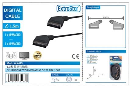 EUROCONECTOR M/MACHO DE 21 PIN 1.4 MTS CJ96