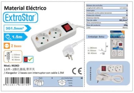 ΠΟΛΥΠΡΙΖΟ 2 ΘΕΣΕΩΝ ΜΕ ΔΙΑΚΟΠΤΗ 3G1.5MM^2 1.5M