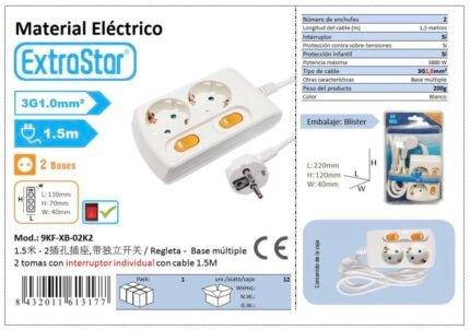 ΠΟΛΥΠΡΙΖΟ 2 ΘΕΣΕΩΝ ΜΕ ΔΙΑΚΟΠΤΗ 3G1.0MM^2 1.5M
