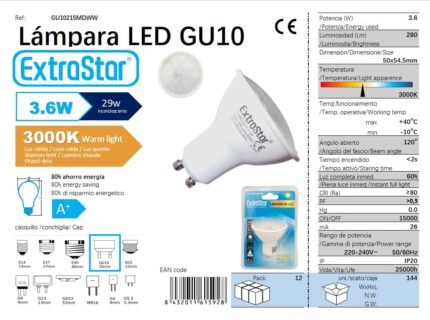 ΛΑΜΠΤΗΡΑΣ LED 3.6W GU10 WARM LIGHT