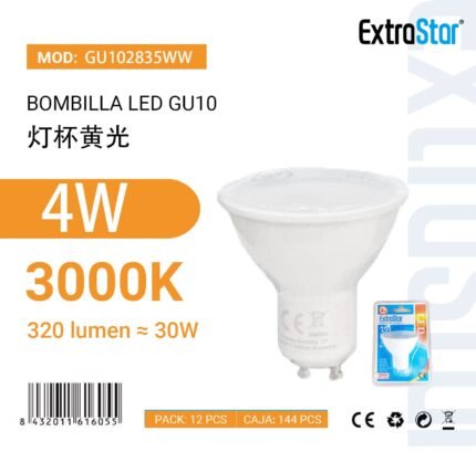 ΛΑΜΠΤΗΡΑΣ LED 4W GU10 WARM LIGHT