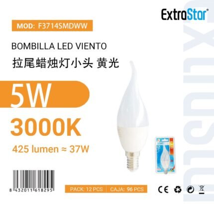 ΛΑΜΠΕΣ LED ΚΕΡΙ ΓΙΑ ΝΤΟΥΙ E14 5W 3000K