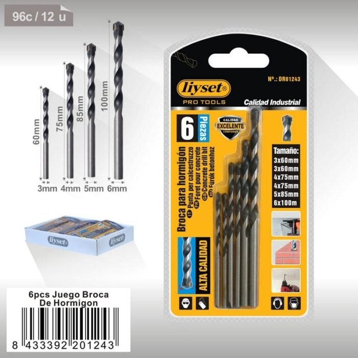 6PCS JUEGO BROCA DE HORMIGON 63 2PCS /4 2PCS /5/6MMΦ - Image 1