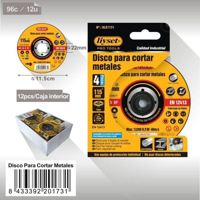 DISCO PARA CORTAR METALES 4PCS/115X1X22 - Image 1