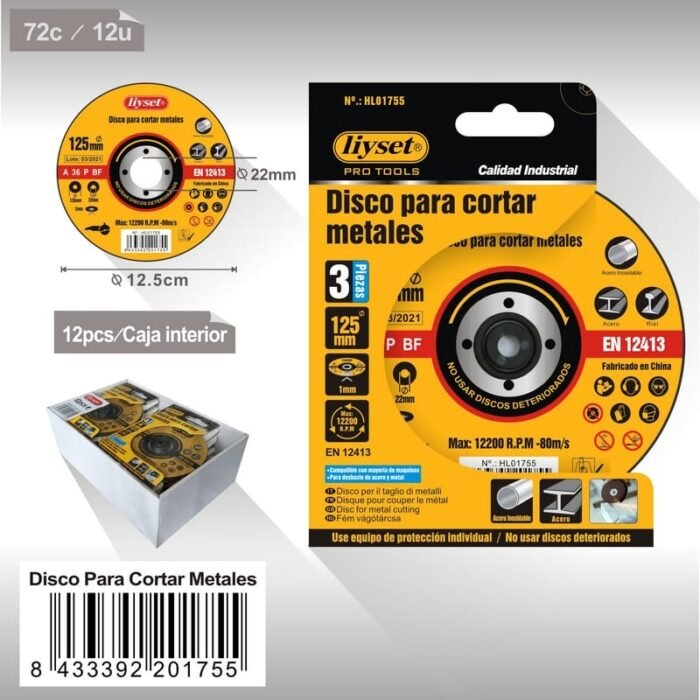 DISCO PARA CORTAR METALES 3PCS/125*2*22 - Image 1
