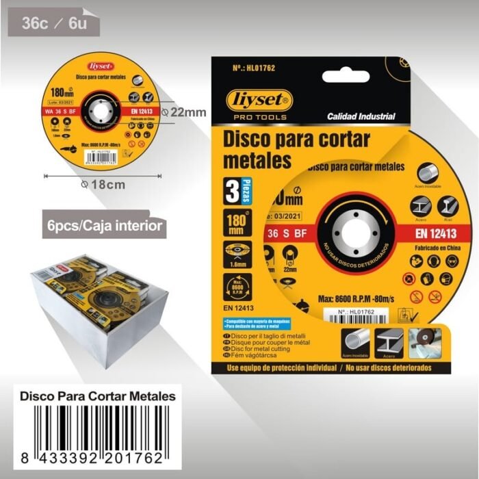 DISCO PARA CORTAR METALES 3PCS/180X1.6X22 - Image 1