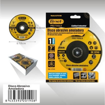 DISCO ABRASIVO AMOLADORA 1pcs 180x22MM P60