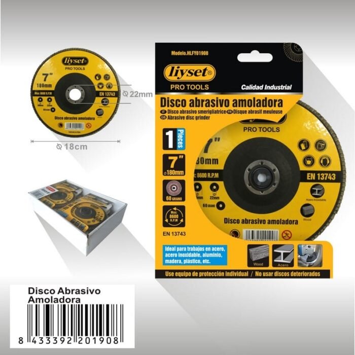 DISCO ABRASIVO AMOLADORA 1pcs 180x22MM P60 - Image 1