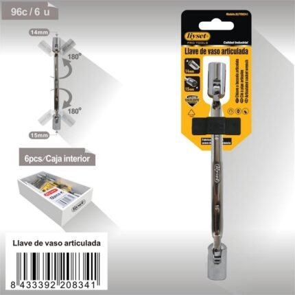 LLAVE DE VASO ARTICULADA CRV14X15MM/238MM