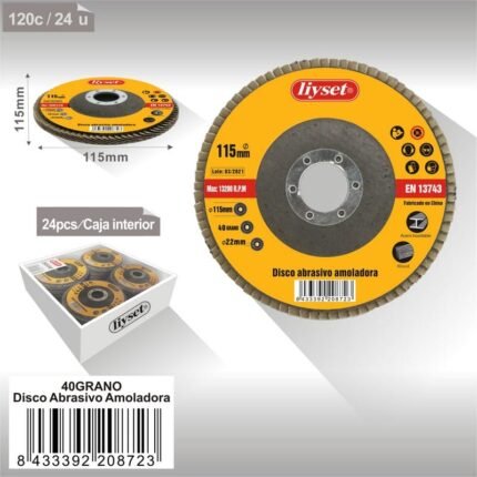 DISCO ABRASIVO AMOLADORA 115MM P40(24 ）